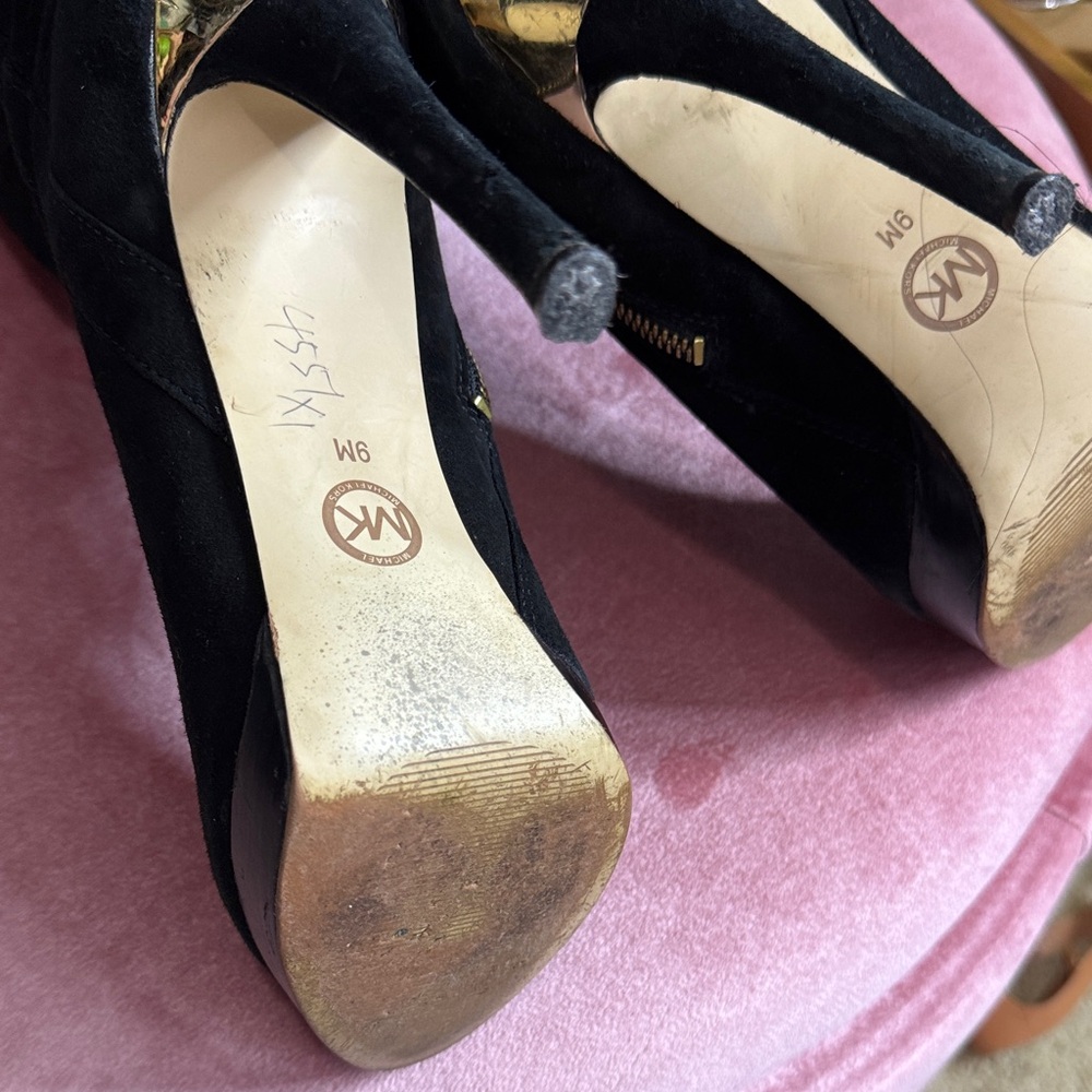 Michael Kors Black and Gold Heeled Boots - Picture 3 of 4